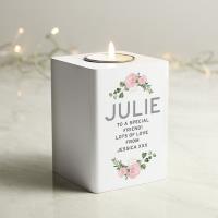 Personalised Rose White Wooden Tea Light Holder Extra Image 2 Preview